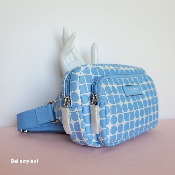 KATE SPADE Belt Bag Noel Jacquarded Printed Fabric Bag- Astral Blue color ⭐ - Picture 2 of 16
